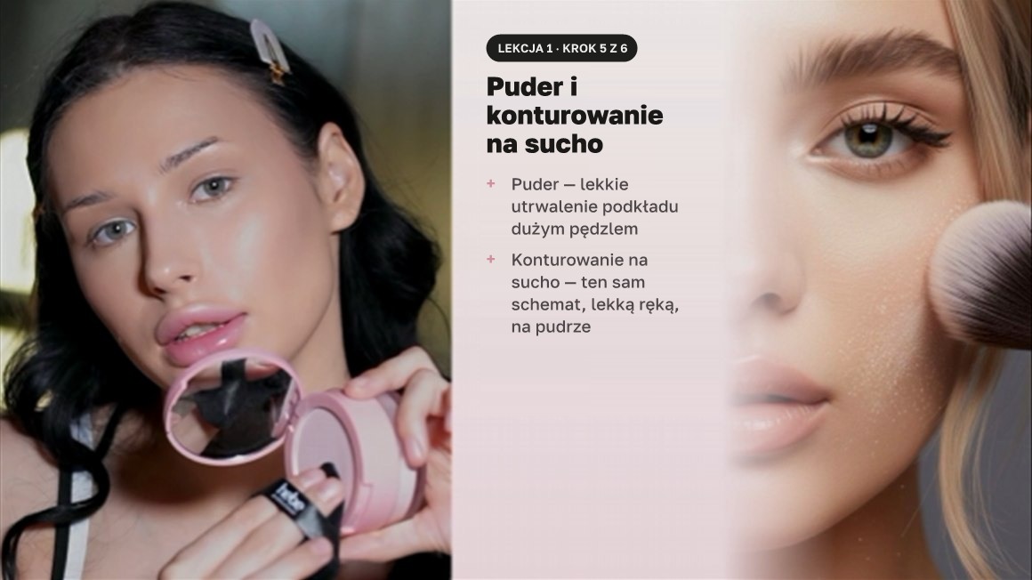 Lekcja 1, krok 5 — puder i konturowanie na sucho